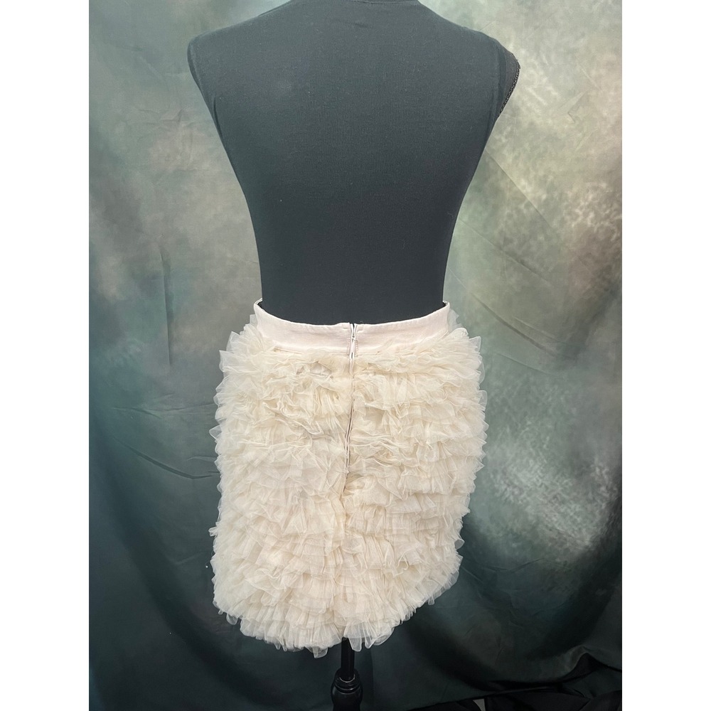 Ann Taylor Cream Ivory Tiered Ruffle Tulle Mini Skirt Size 2 Romantic Balletcore - Picture 4 of 7